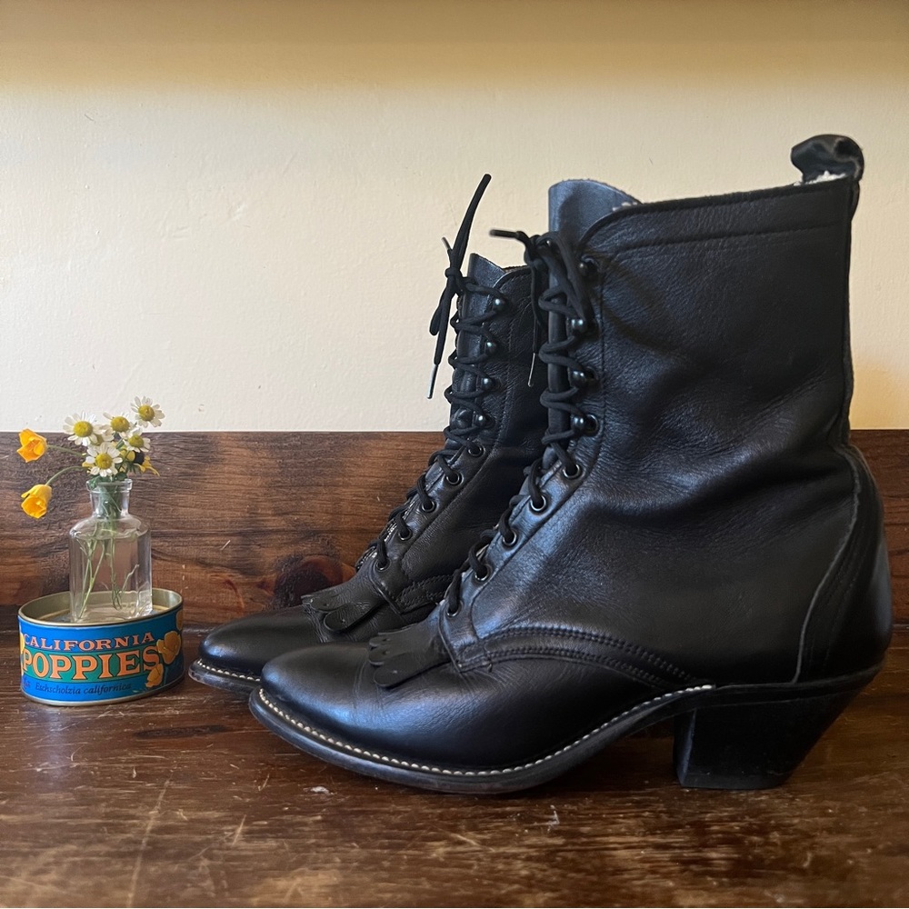 Vintage Loredo Black Leather Equestrian Boots Size 6